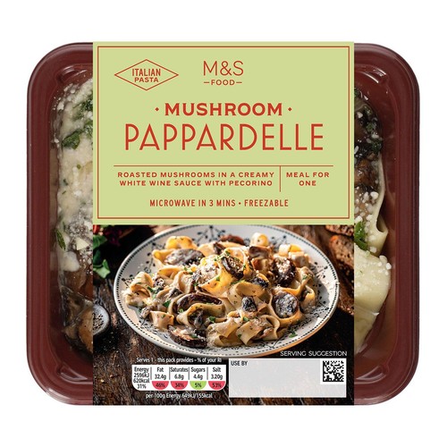 M&S Mushroom Pappardelle Serves 1