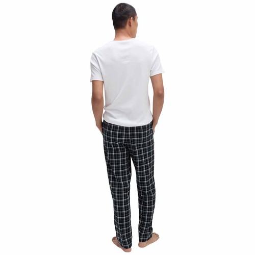 M&S Mens Pure Cotton Checked Loungewear Bottoms 2XL Navy
