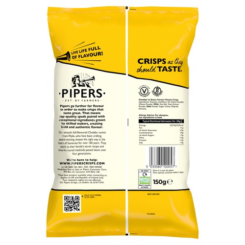 Pipers Wyke Farm Cheddar & Onion Sharing Bag Crisps