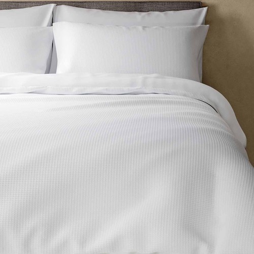 M&S Pure Cotton Waffle Bedding Set, King Size (5 ft), White