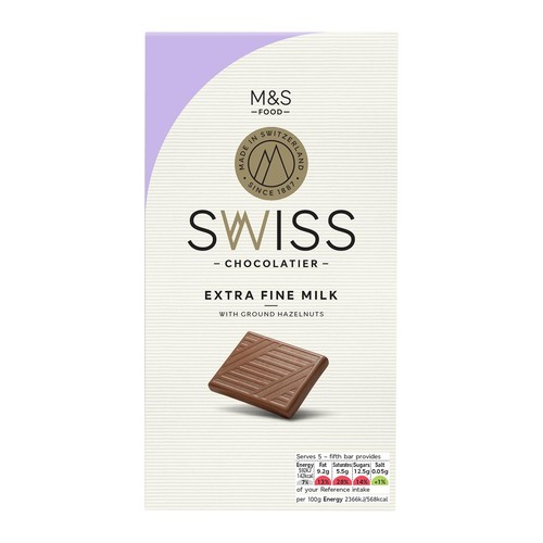 M&S Swiss Extra Fine Milk Chocolate with Ground Hazelnuts