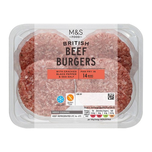M&S Grill 4 Beef Burgers