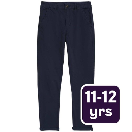 M&S Boys Collection, Cotton Rich Chinos, 11-12 Years, Navy