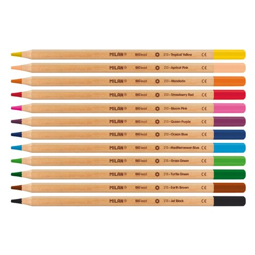 MILAN Box 12 hexagonal colour pencils with thick lead