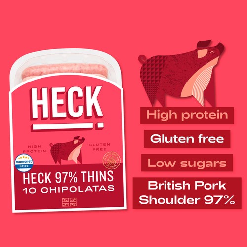 HECK! 97% Pork Gluten Free Chipolata Sausages