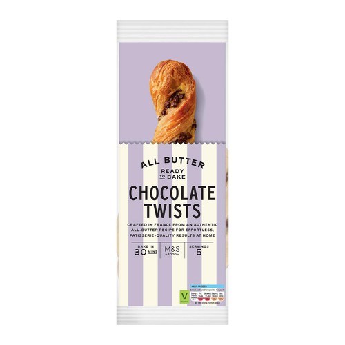M&S 5 Ready to Bake Belgian Chocolate Twists Frozen