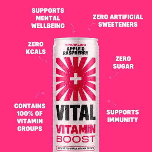 VITAL Drinks Sparkling Apple & Raspberry Vitamin Water