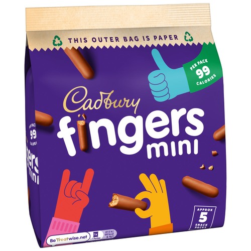 Cadbury Mini Fingers Chocolate Biscuits Snack Packs