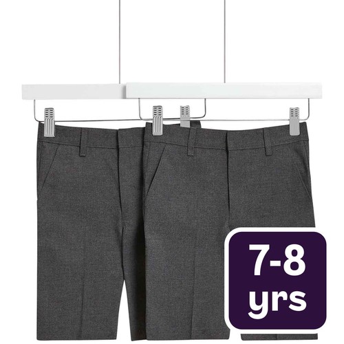 M&S Boys Regular Leg School Shorts, 7-8 Y, Grey 