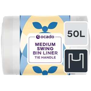 Ocado Medium Swing Bin Liner Tie Handles 50L