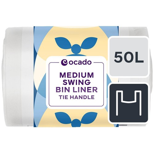 Ocado Medium Swing Bin Liner Tie Handles 50L