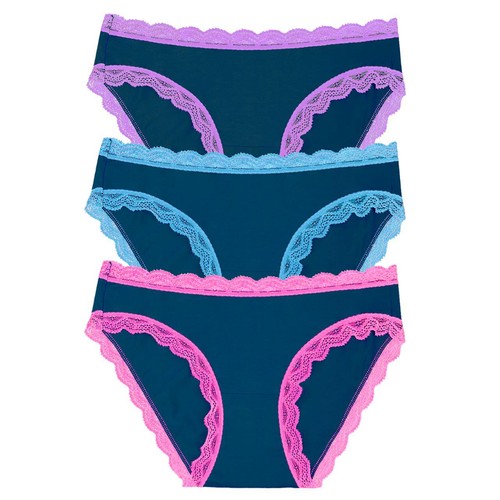 Stripe & Stare The Original Knicker Three Pack, Midnight Neon, S