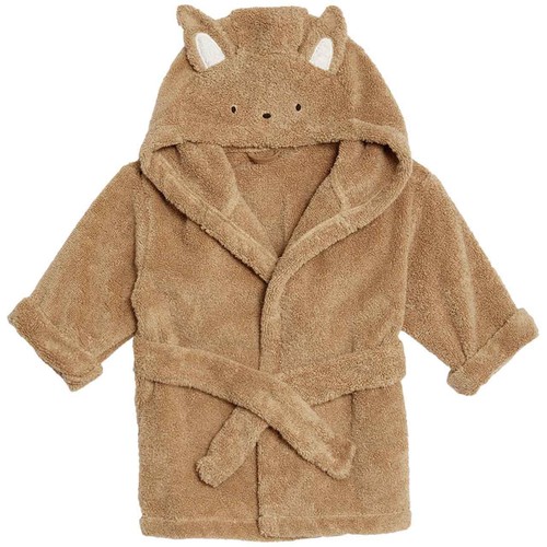 M&S Pure Cotton Towelling Hooded Robe, 18-36 Months, Camel