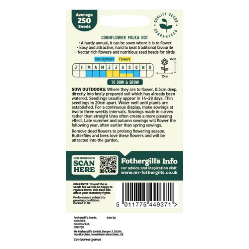 Mr Fothergills Seeds Oh Sow Simple Cornflower Mix