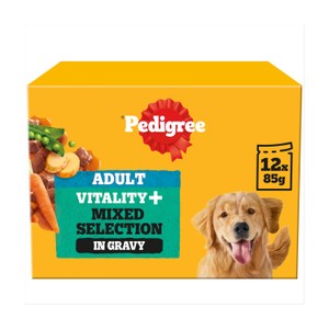 Pedigree Vitality+ Adult Wet Dog Food Selection in Gravy Pouch