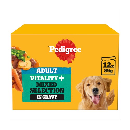 Pedigree Vitality+ Adult Wet Dog Food Selection in Gravy Pouch