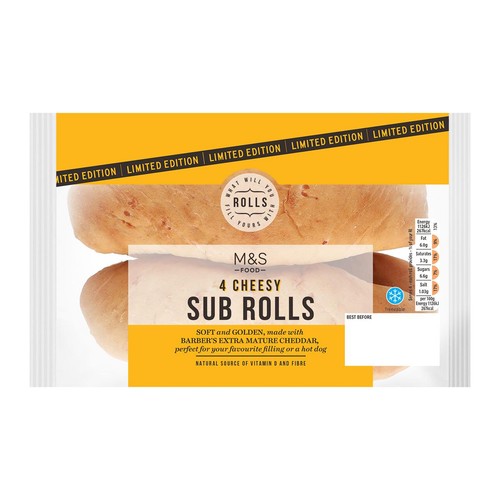 M&S 4 Cheesy Long Dog Sub Rolls
