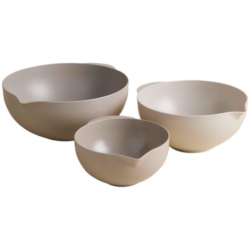 M&S Set of 3 Stacking Mixing Bowls, Cream