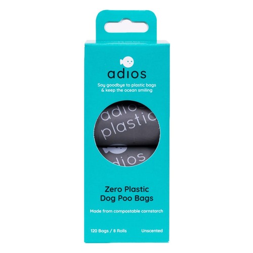 Adios Compostable & Biodegradable Dog Poo Bags - Grey 