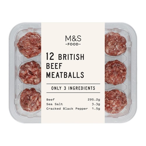 M&S Only 3 Ingredients 12 Beef Meatballs