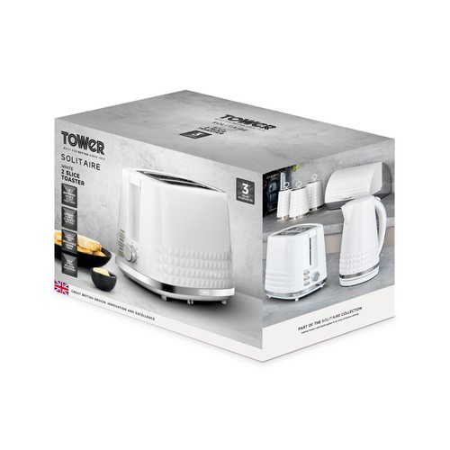 Tower Solitaire 2 Slice Toaster White