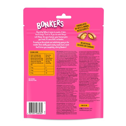 BONKERS Cat Bites Crunchy & Soft Paw Lickin' Chicken Flavoured Cat Treats