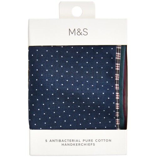 M&S Pure Cotton Woodland Handkerchiefs, One Size, Dark Burgundy