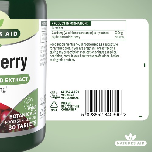 Natures Aid Cranberry Supplement Tablets 5000mg 