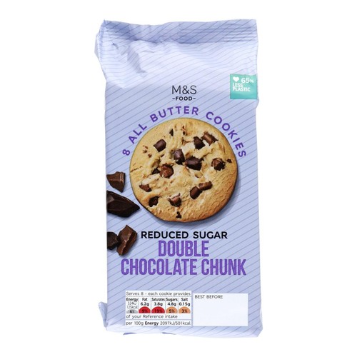 M&S Reduced Sugar Double Chocolate Chunk Cookies