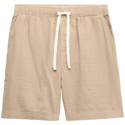 M&S Mens Pure Cotton Woven Loungewear Shorts, XL, Putty Mix