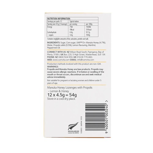 Comvita Manuka Propolis, Lemon & Honey Lozenges (12 )