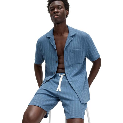 M&S Mens M&S Cotton Rich Jersey Loungewear Shorts 'S Chambray