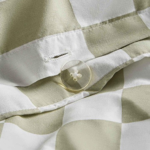 M&S Cotton Rich Geometric Bedding Set, Super King Size Green Mix