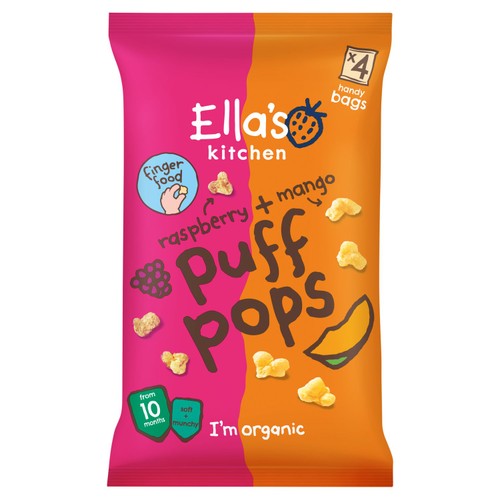 Ella's Kitchen Raspberry & Mango Puff Pops Multipack Baby Snack 10+ Months