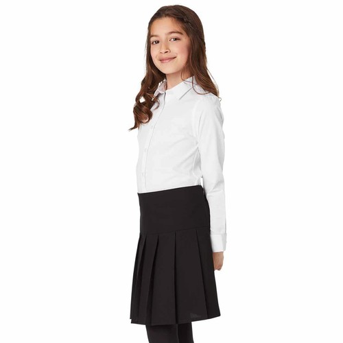M&S Girls' Slim Fit Easy to Iron Blouses, Size 4-5 Years, White