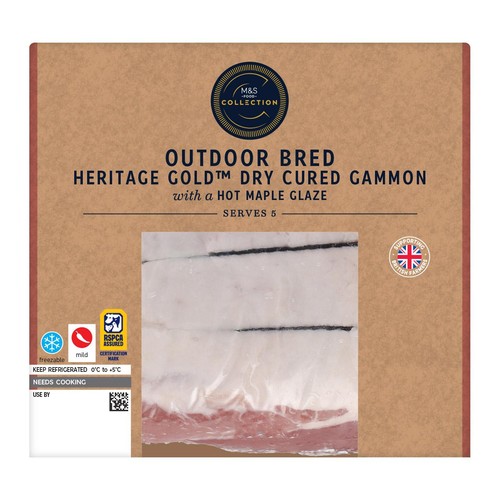 M&S Collection Outdoor Bred Heritage Gold Dry Cured Hot Maple Gammon