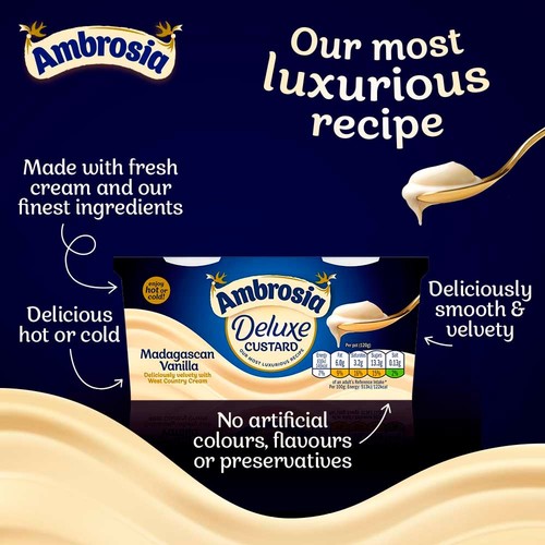 Ambrosia Deluxe Custard Madagascan Vanilla Dessert Snack Pots