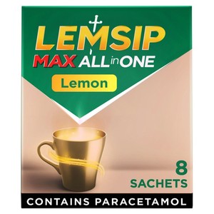 Lemsip Max All in One Lemon Sachets Paracetamol Cold Flu 8 Pack