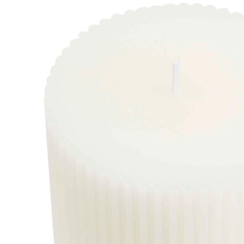 M&S Ridged Pillar Candle, White