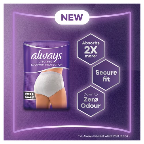 Always Discreet Maximum Protection Pants Medium Value Pack 12 Count