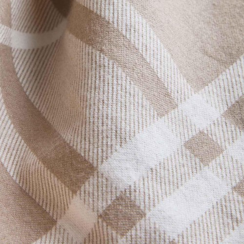 M&S Brushed Cotton Checked Bedding Set, Double, Natural
