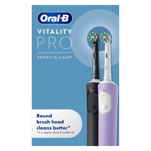 Oral-B Vitality Pro Black & Lilac Toothbrush Duo Pack