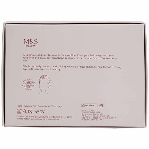 M&S Collection Pure Mulberry Silk Headband and Scrunchie Set, Pink