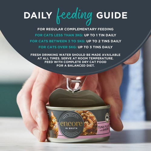 Encore Natural Wet Cat Food Tin Tuna Fillet with Salmon in Broth