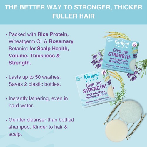 KinKind Give me STRENGTH! Shampoo Bar with Wheatgerm Oil and Rice Protein