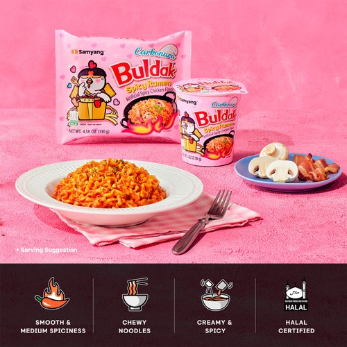 Buldak Hot Chicken Ramen Carbonara Flavour Instant Noodles Multipack