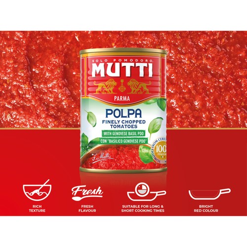 Mutti Polpa Finely Chopped Italian Tomatoes & Basil 