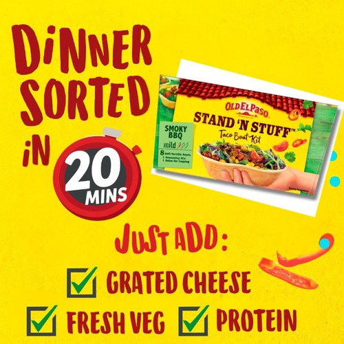 Old El Paso Mexican Stand 'N' Stuff Smoky BBQ Taco Kit with Soft Shells