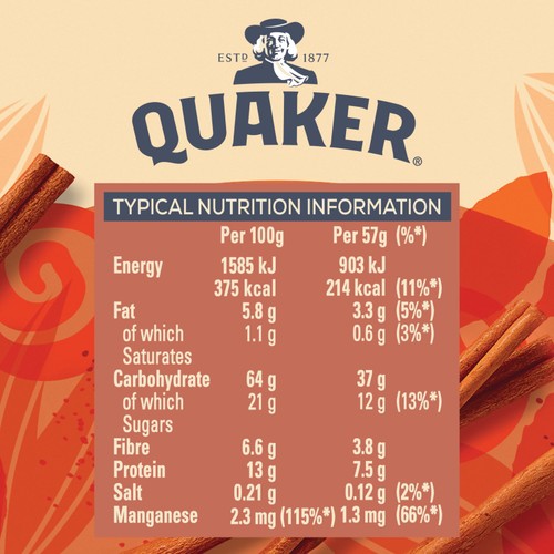 Quaker Oat So Simple Sweet Cinnamon Porridge Cereal Pot