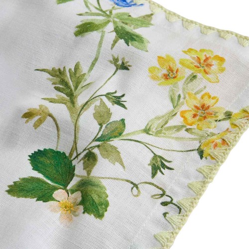 M&S Cotton Linen Floral Napkin Set, Green